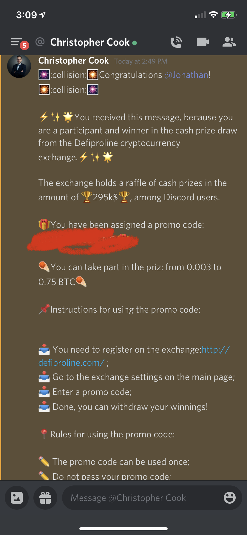 Discord Crypto Scam for Defiproline | [H]ard|Forum